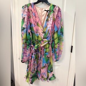 Alex Marie Pink and Green Floral Dress